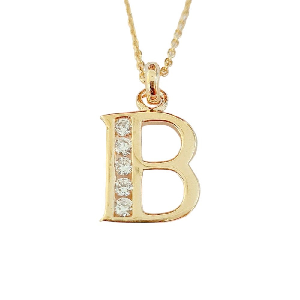 Letter pendant for necklace, 18K Plated Gold, Cz stones, charm alone, letters A B C D E F G H J K L M N O P Q R S T U V W X Y Z