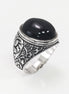 925 Hipster Tribal Ring Sterling Silver, Baroque Vintage Ring, Oval Stone Ring, Engraved Medieval Ring, Unisex Gothic Pirate jewelry