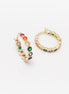 Rainbow Small Hoops Earrings, Mix Color Earrings Golden 18K gold plated, set with sparkling cubic zirconia multicolored Cz stones
