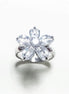 Flower Ring Sterling Silver 925, Clear white Stones color faceted Zirconia Cz , Modern Five Petals Stone Flowers Jewelry