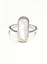 Bague Nacre Ovale Plate Argent 925, véritable Nacre Perlière ovale reflets irisés, bijoux pour tous les jours, style minimaliste moderne