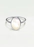 Flat Oval Ring, Sterling Silver Genuine Mother of Pearl Gemstone with Rainbow reflection, Small Everyday jewelry, Modern Minimalist Style