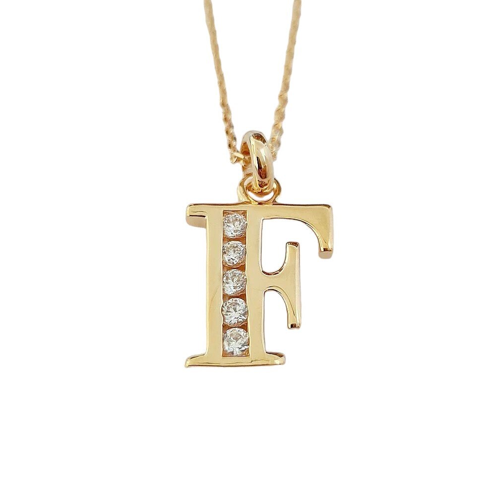 Letter pendant for necklace, 18K Plated Gold, Cz stones, charm alone, letters A B C D E F G H J K L M N O P Q R S T U V W X Y Z