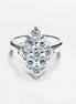 Clear Oval Ring, Sterling Silver, Square ring, Marquise Form Shape, White Clear stones Cz, Woman Cocktail Stone Jewelry, Woman Gift