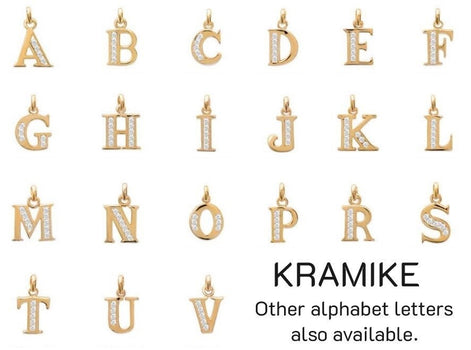 Letter pendant for necklace, 18K Plated Gold, Cz stones, charm alone, letters A B C D E F G H J K L M N O P Q R S T U V W X Y Z
