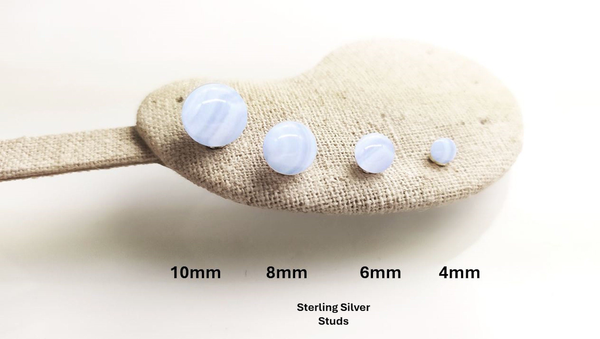 Chalcedony Balls Earrings, sterling silver studs 4 / 6 / 8 / 10 mm ball