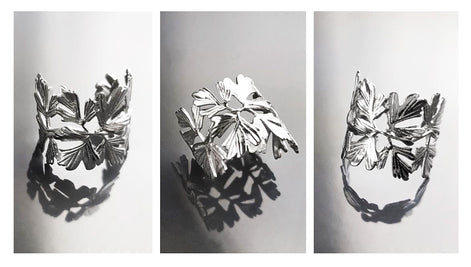 Ginkgo Leaf Ring, Skeleton Leaf Veins, Open Wrap Around Cuff ring, Nature Jewelry