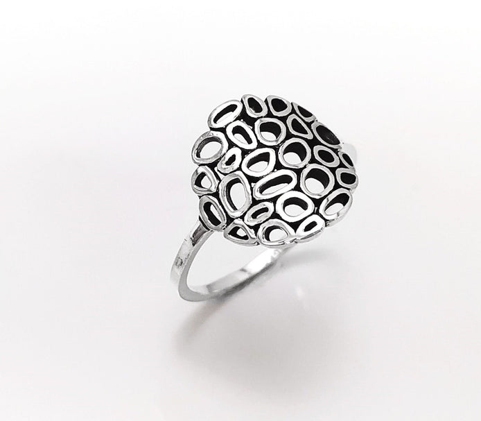 Round Filigree Ring, Seed of Life Ring, Sterling Silver, Sacred Geometry Ring, Dainty Open Work Design, Round ZEN Spiritual Jewelry.
