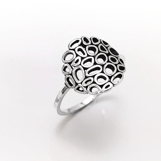 Round Filigree Ring, Seed of Life Ring, Sterling Silver, Sacred Geometry Ring, Dainty Open Work Design, Round ZEN Spiritual Jewelry.