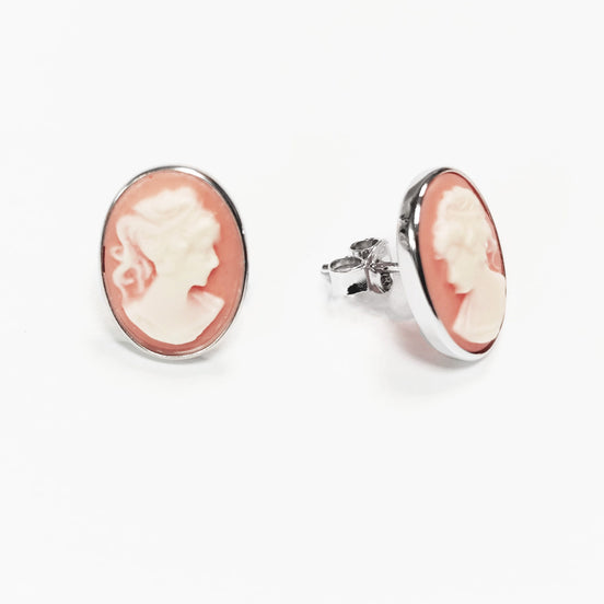 Sterling Silver Cameo Earrings – Vintage Victorian Portrait Jewelry