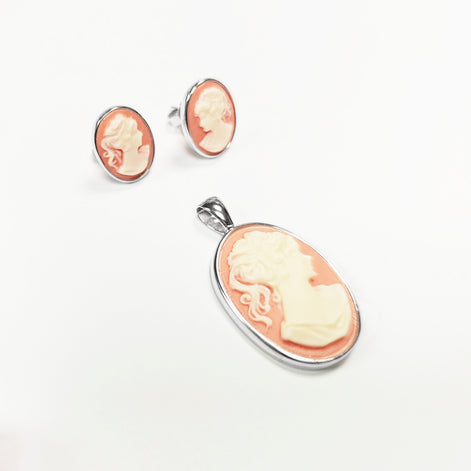 Sterling Silver Cameo Earrings – Vintage Victorian Portrait Jewelry