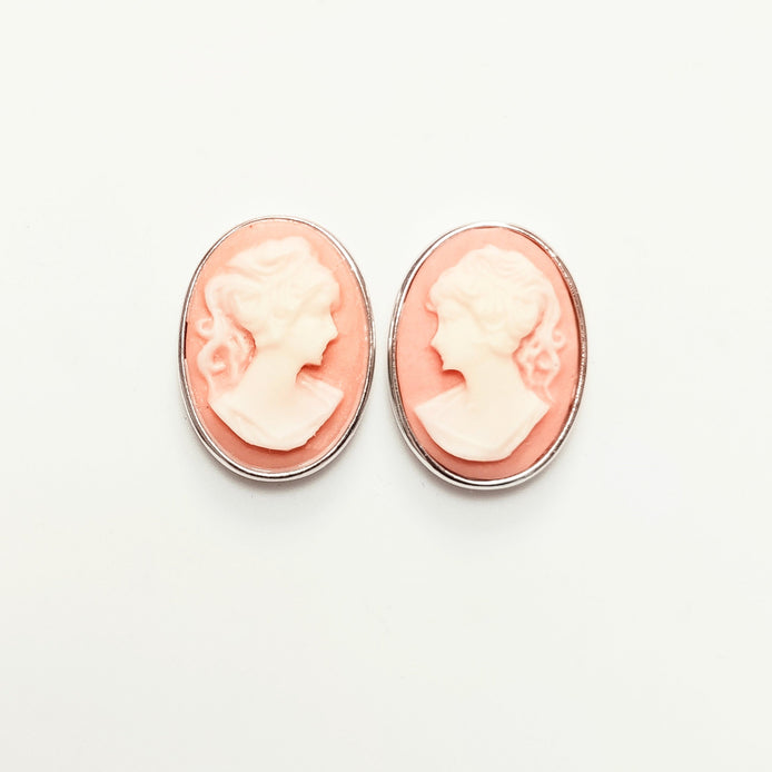 Sterling Silver Cameo Earrings – Vintage Victorian Portrait Jewelry