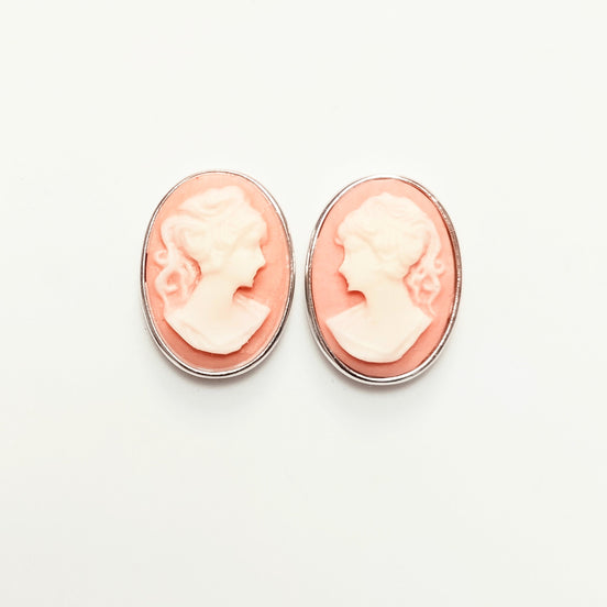 Sterling Silver Cameo Earrings – Vintage Victorian Portrait Jewelry