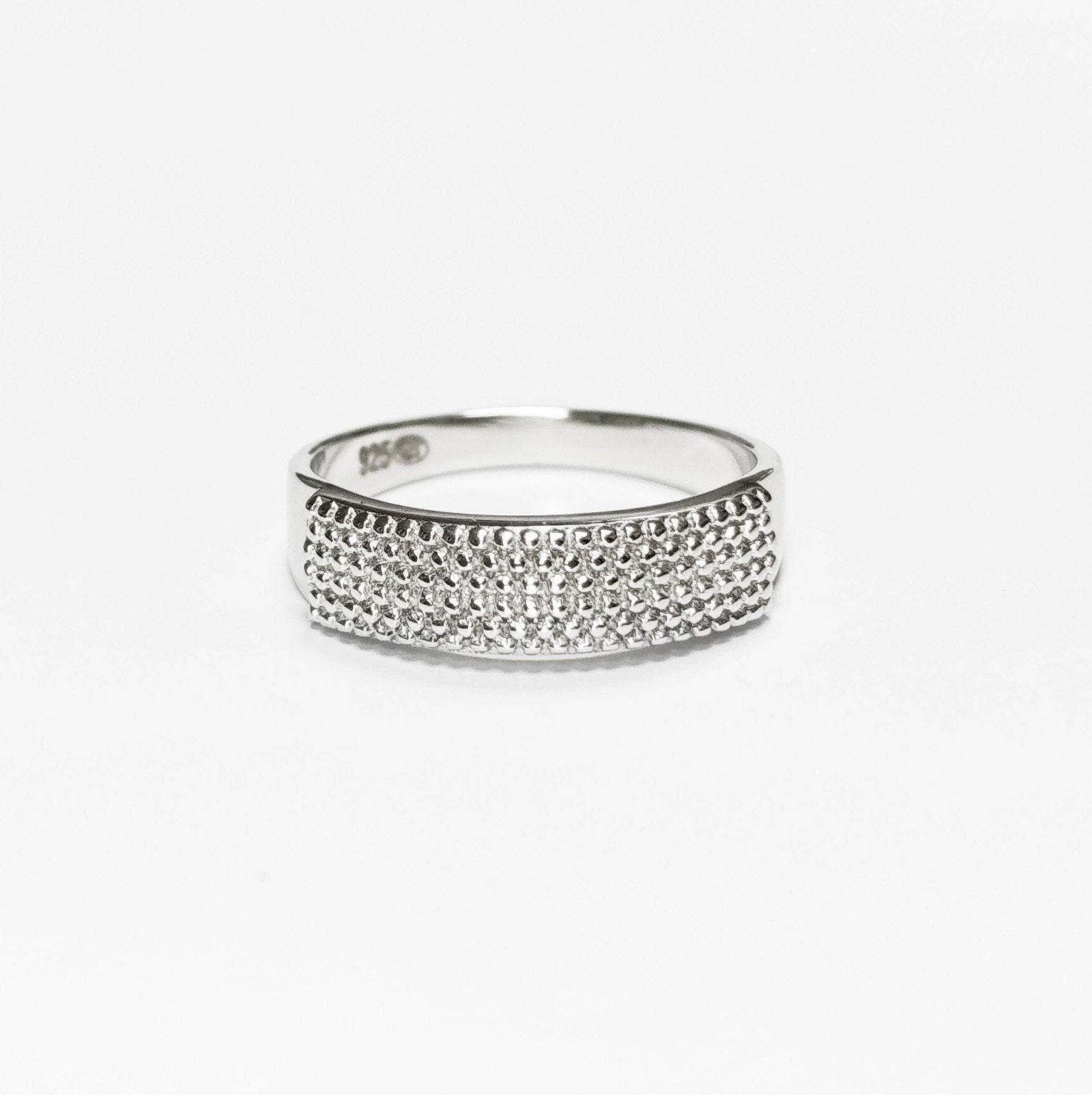 Hammered dotted lines Ring, Sterling Silver, Armor Band, Dimpled Textured Ring, Designer Modern Ring, Minimalist Ring, gift idea for her