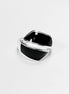 Onyx Bypass Ring - Sterling Silver - Black Onyx - Gemstone Crossing Ring - Designer Ring - Black Stone Ring - Framed Geometrical Ring