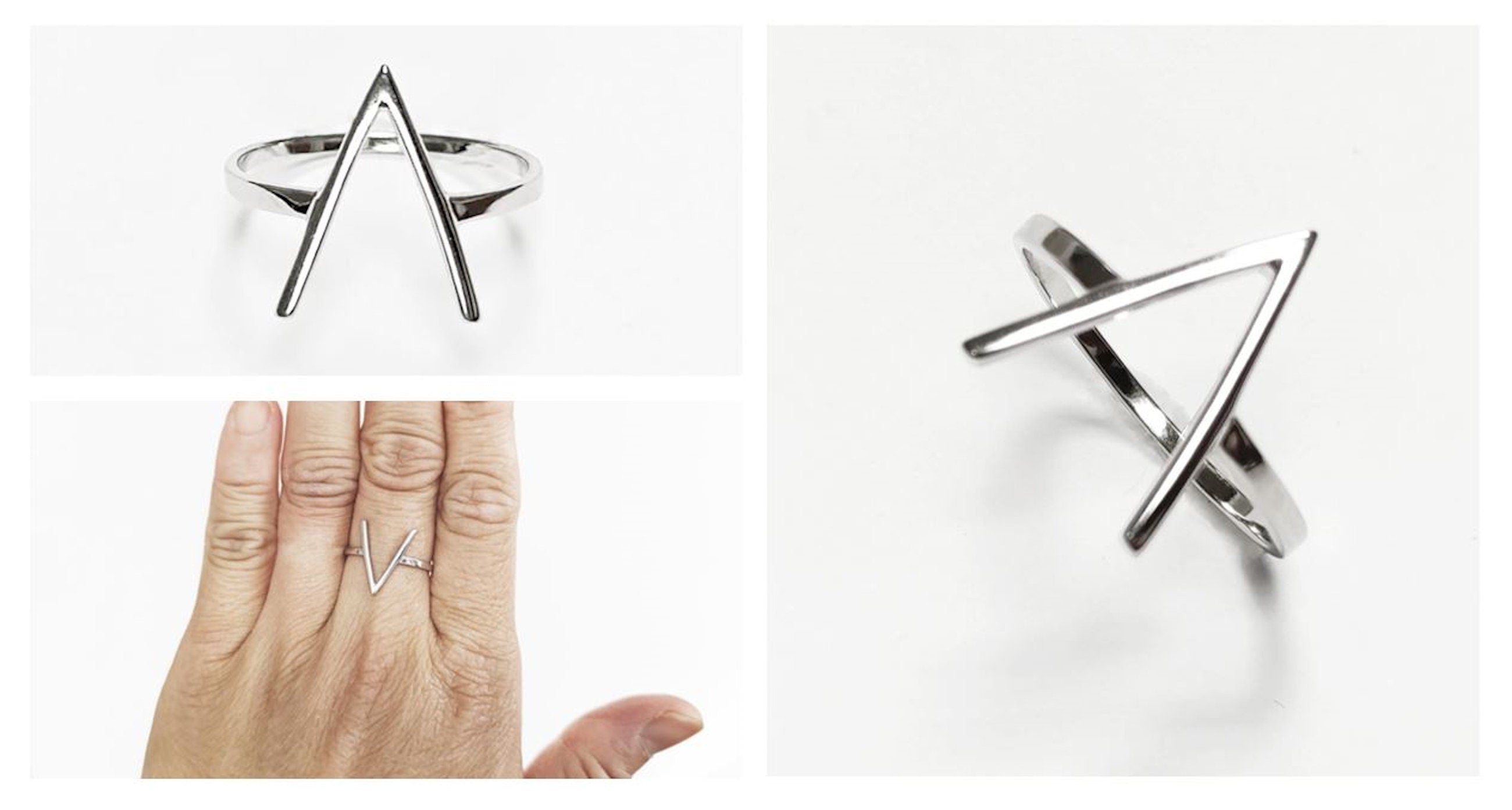 Chevron ring, Sterling Silver, Spike Ring, Modern Triangle Ring, minimalist Peak Ring, Delta Arrowhead, Arrow Point Sharp, V Ring