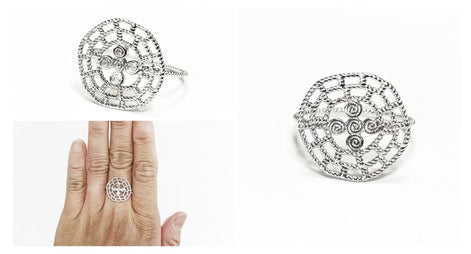 Viking ring, sterling silver, targe shield symbol of strength and resistance of the Skjaldmö: the shield warrior women
