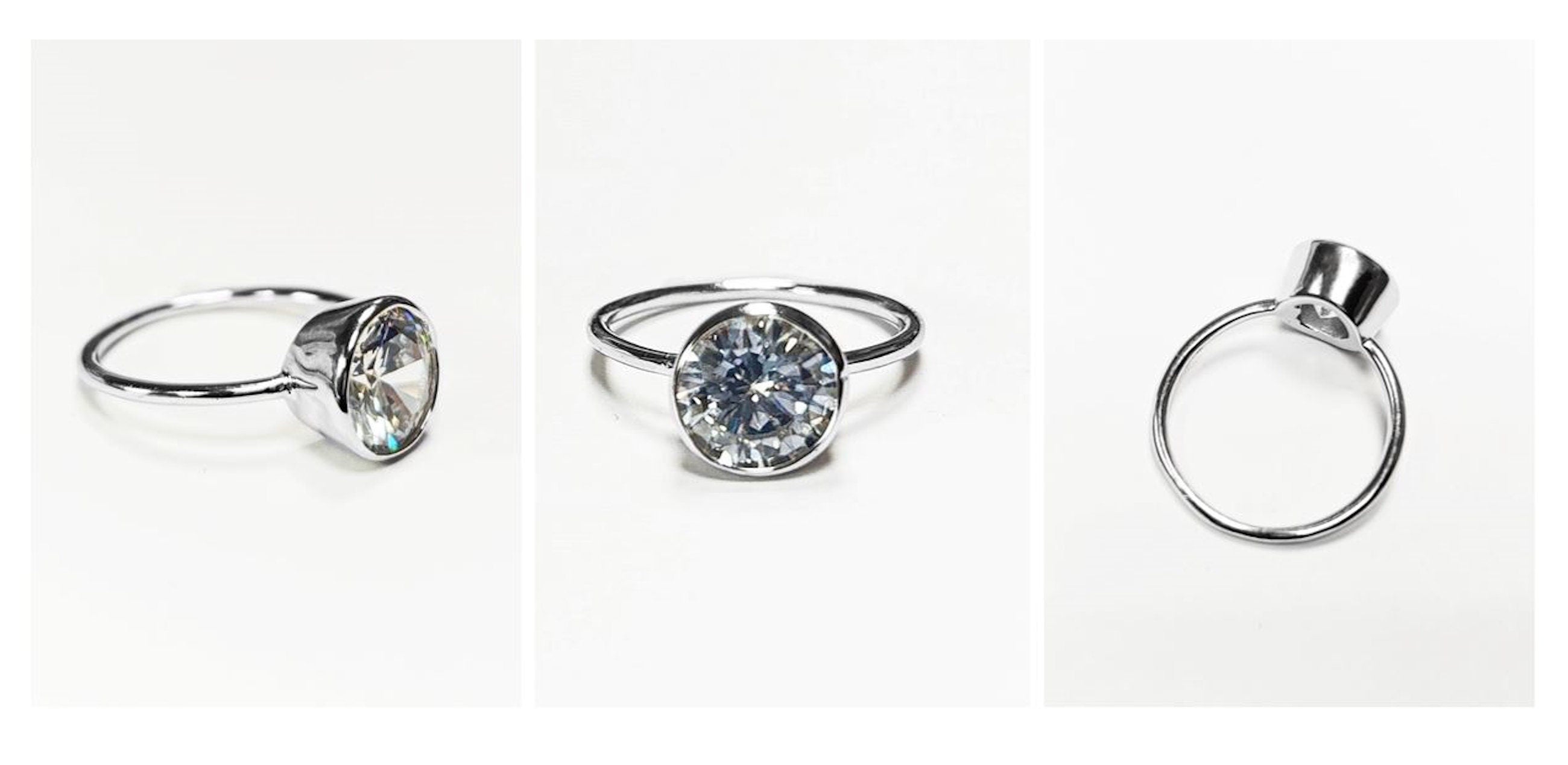 Big Solitaire Ring, Sterling Silver, 9mm 5ct Lab Diamonds Stone(CZ), Stacking ring, High Setting, Valentine's Day idea, woman gift