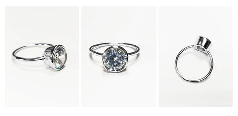 Big Solitaire Ring, Sterling Silver, 9mm 5ct Lab Diamonds Stone(CZ), Stacking ring, High Setting, Valentine's Day idea, woman gift