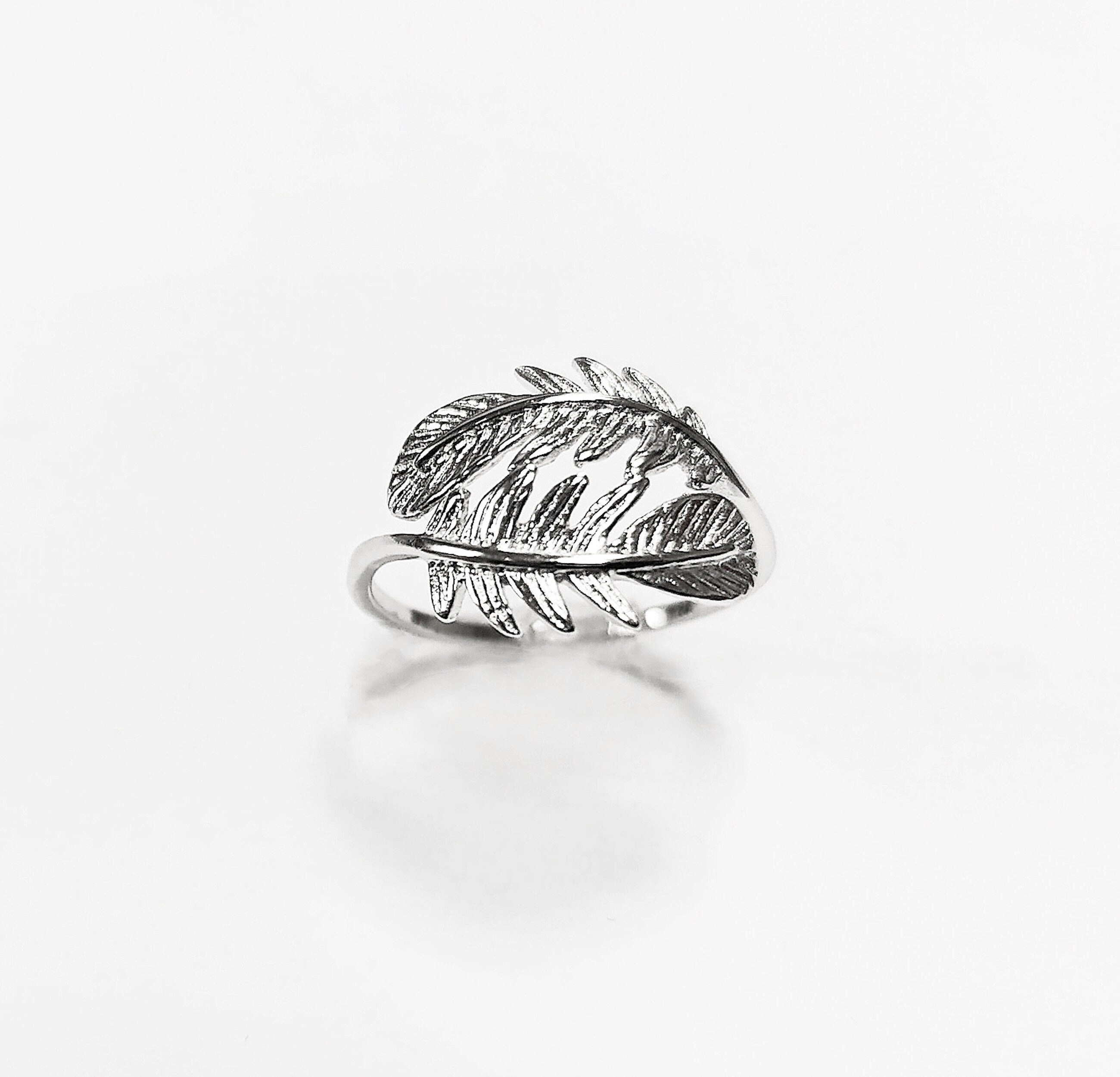Feather Ring, Sterling Silver 925, Native inspired Double Feathers Jewelry, Dainty Bird Ring, Wanderlust Band Ring, Liberty Nature Jewelry