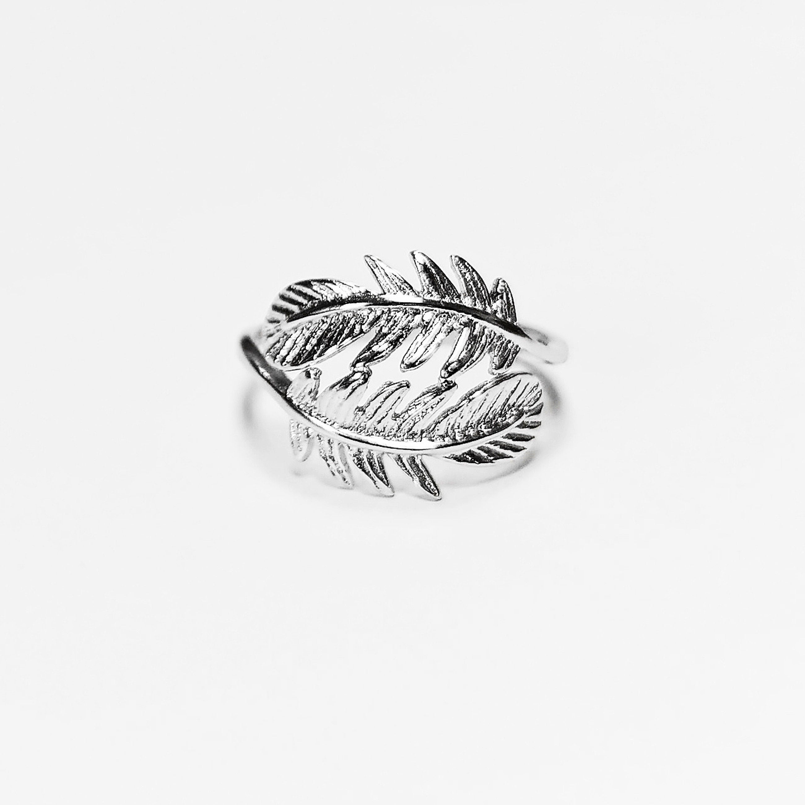 Feather Ring, Sterling Silver 925, Native inspired Double Feathers Jewelry, Dainty Bird Ring, Wanderlust Band Ring, Liberty Nature Jewelry