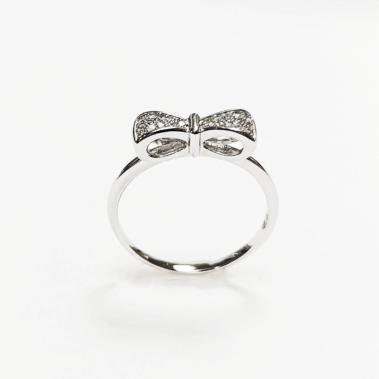 Diamond Bow Knot Ring • Sterling silver • Sparkling Ribbon Node Band • Minimalist Jewelry