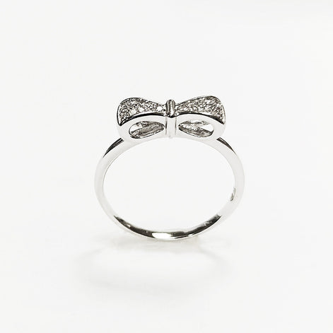 Diamond Bow Knot Ring • Sterling silver • Sparkling Ribbon Node Band • Minimalist Jewelry