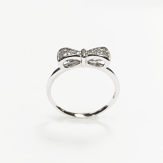 Diamond Bow Knot Ring • Sterling silver • Sparkling Ribbon Node Band • Minimalist Jewelry