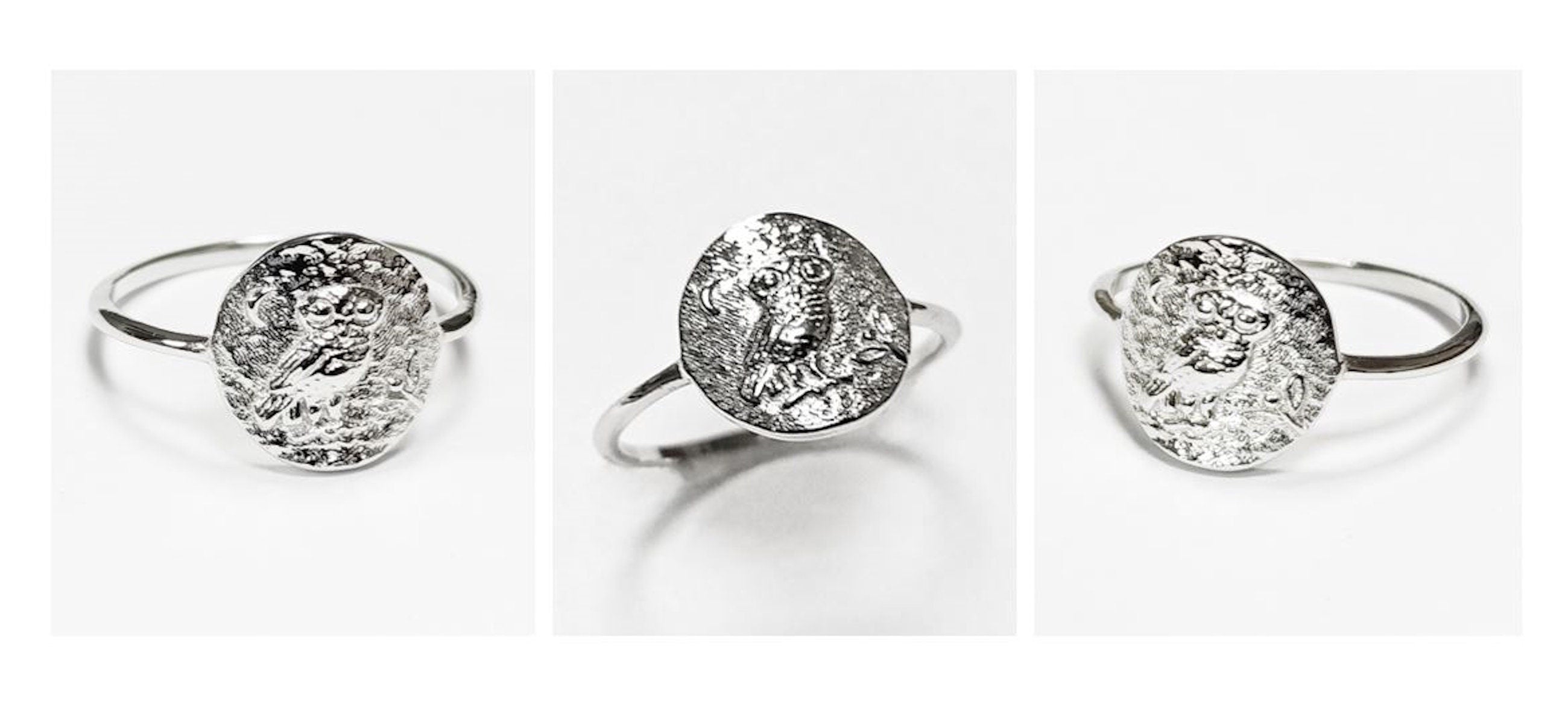 Ancient Owl Coin Ring 925 Sterling silver • Antique Nature Inspired Jewelry • Symbolic Ring for Wisdom & Knowledge • Gift for Him or Her