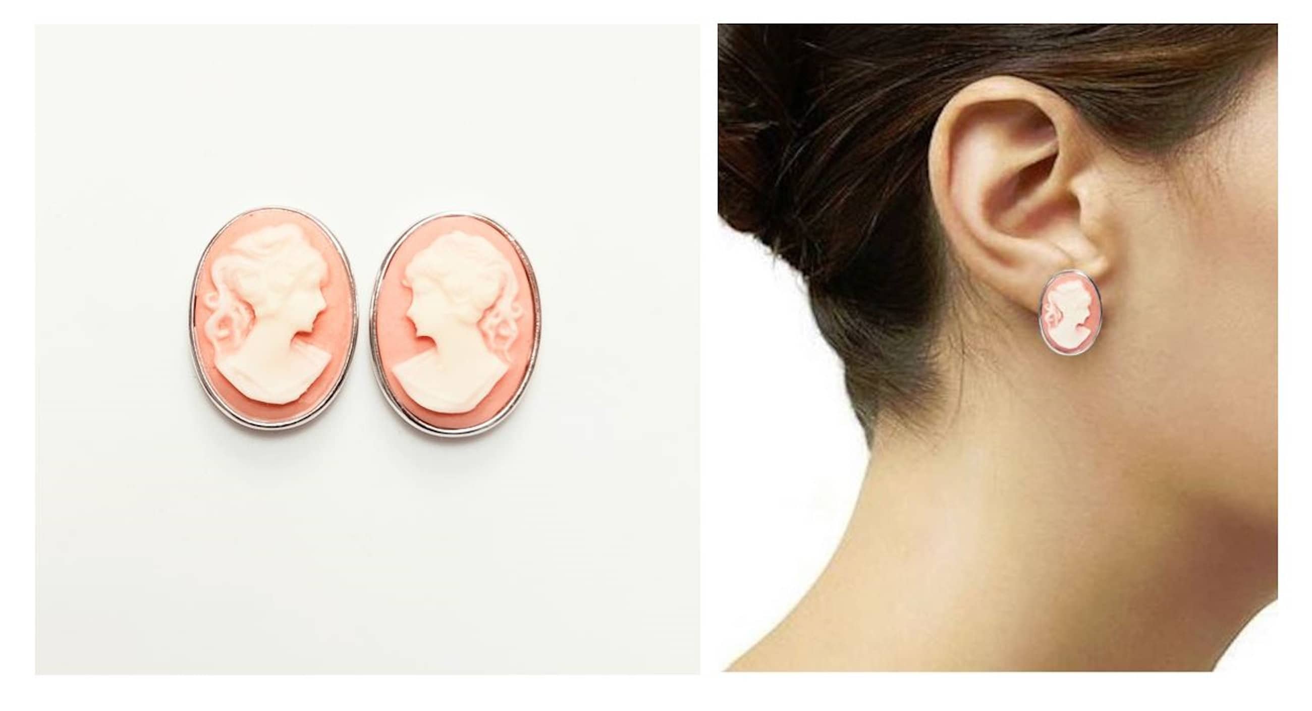 Sterling Silver Cameo Earrings – Vintage Victorian Portrait Jewelry