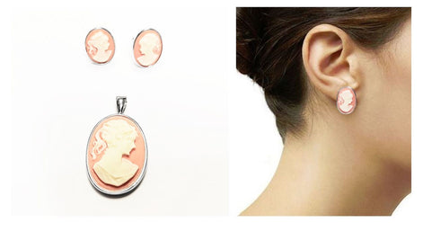 Sterling Silver Cameo Earrings – Vintage Victorian Portrait Jewelry