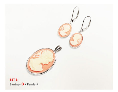 Cameo Pendant - Sterling Silver - Red and white Oval Resin stone- woman face portrait cameo - Vintage necklace charm - Victorian Jewelry