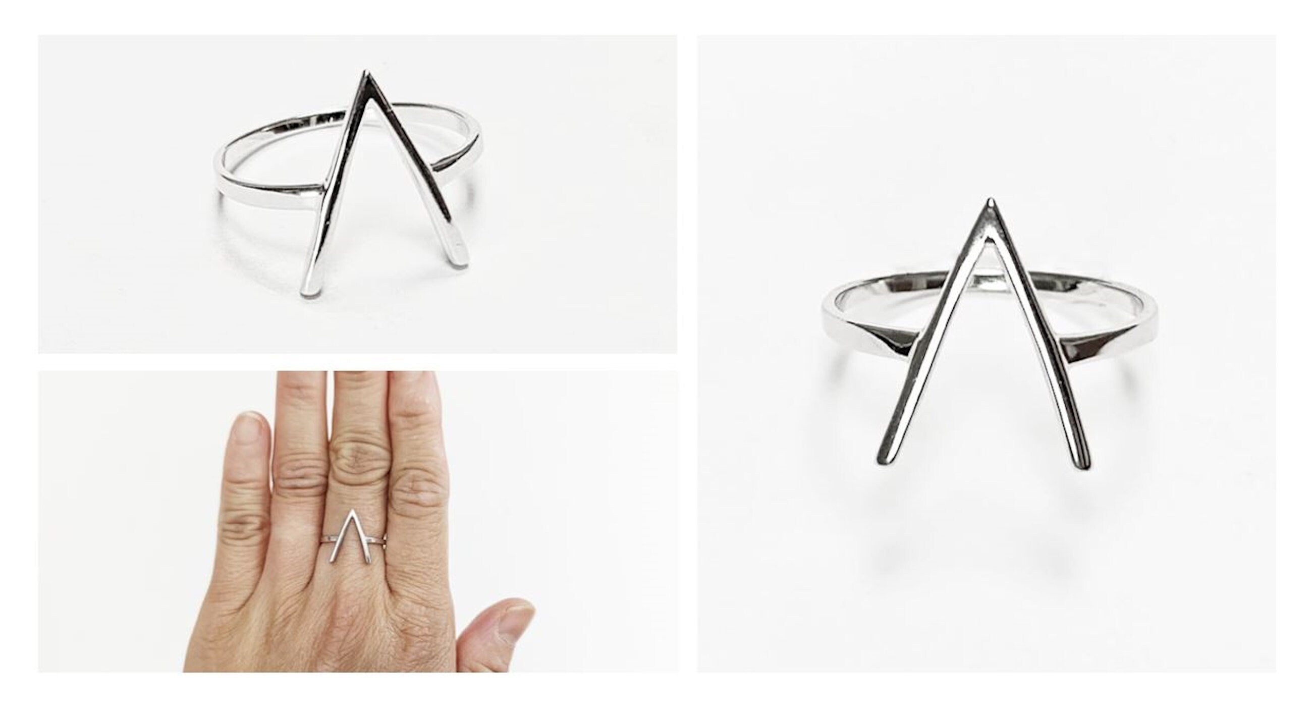 Chevron ring, Sterling Silver, Spike Ring, Modern Triangle Ring, minimalist Peak Ring, Delta Arrowhead, Arrow Point Sharp, V Ring