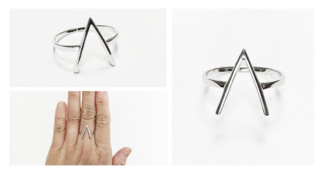 Chevron ring, Sterling Silver, Spike Ring, Modern Triangle Ring, minimalist Peak Ring, Delta Arrowhead, Arrow Point Sharp, V Ring