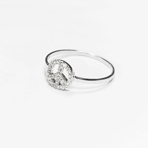 Peace and Love Ring Solid 925 Silver Fine Zirconia Ring