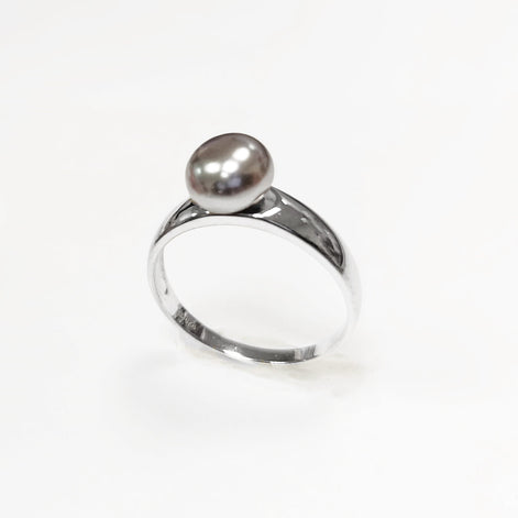 Black Pearl Solitaire Ring • Sterling Silver • Minimalist Contemporary Shell Pearl Jewelry for Women • Perfect for Daily Elegance or Gift