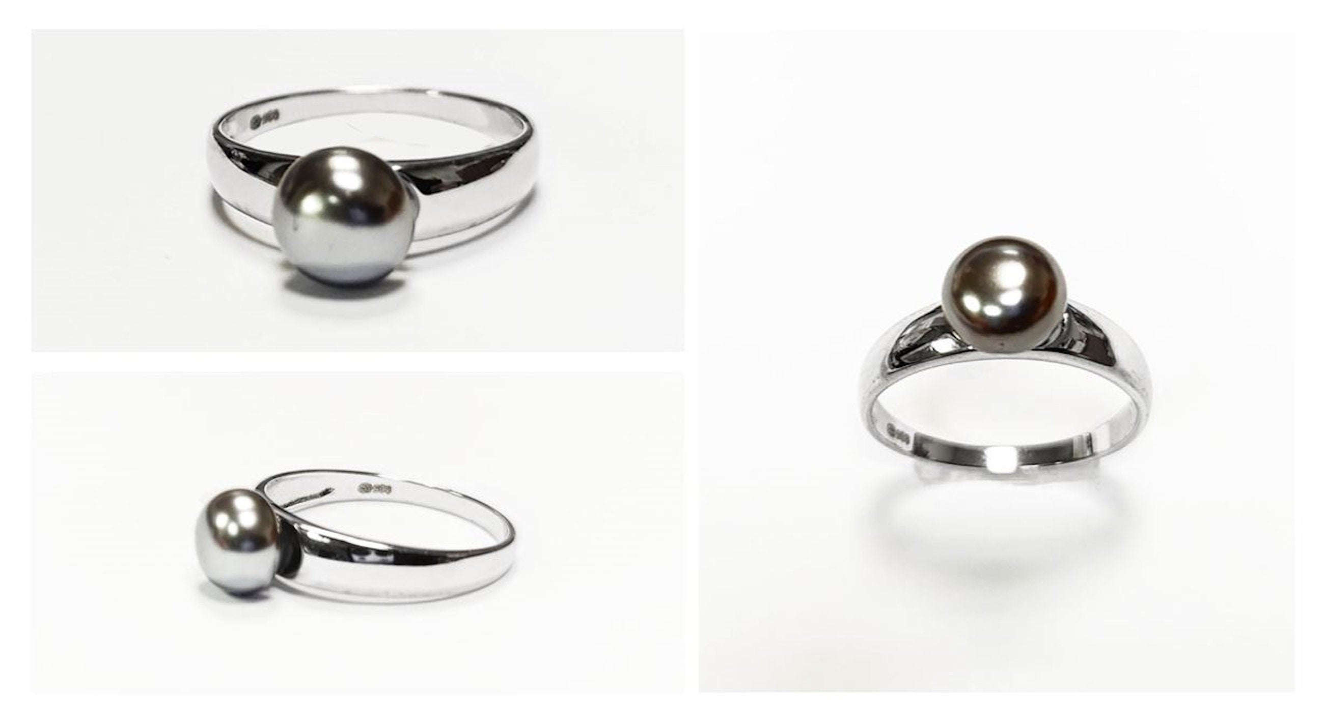 Black Pearl Solitaire Ring • Sterling Silver • Minimalist Contemporary Shell Pearl Jewelry for Women • Perfect for Daily Elegance or Gift