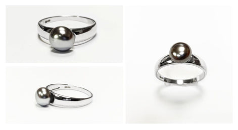 Black Pearl Solitaire Ring • Sterling Silver • Minimalist Contemporary Shell Pearl Jewelry for Women • Perfect for Daily Elegance or Gift
