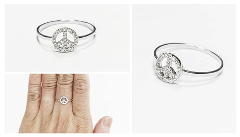 Peace and Love Ring Solid 925 Silver Bohemian Chic Ring worn on Women hand