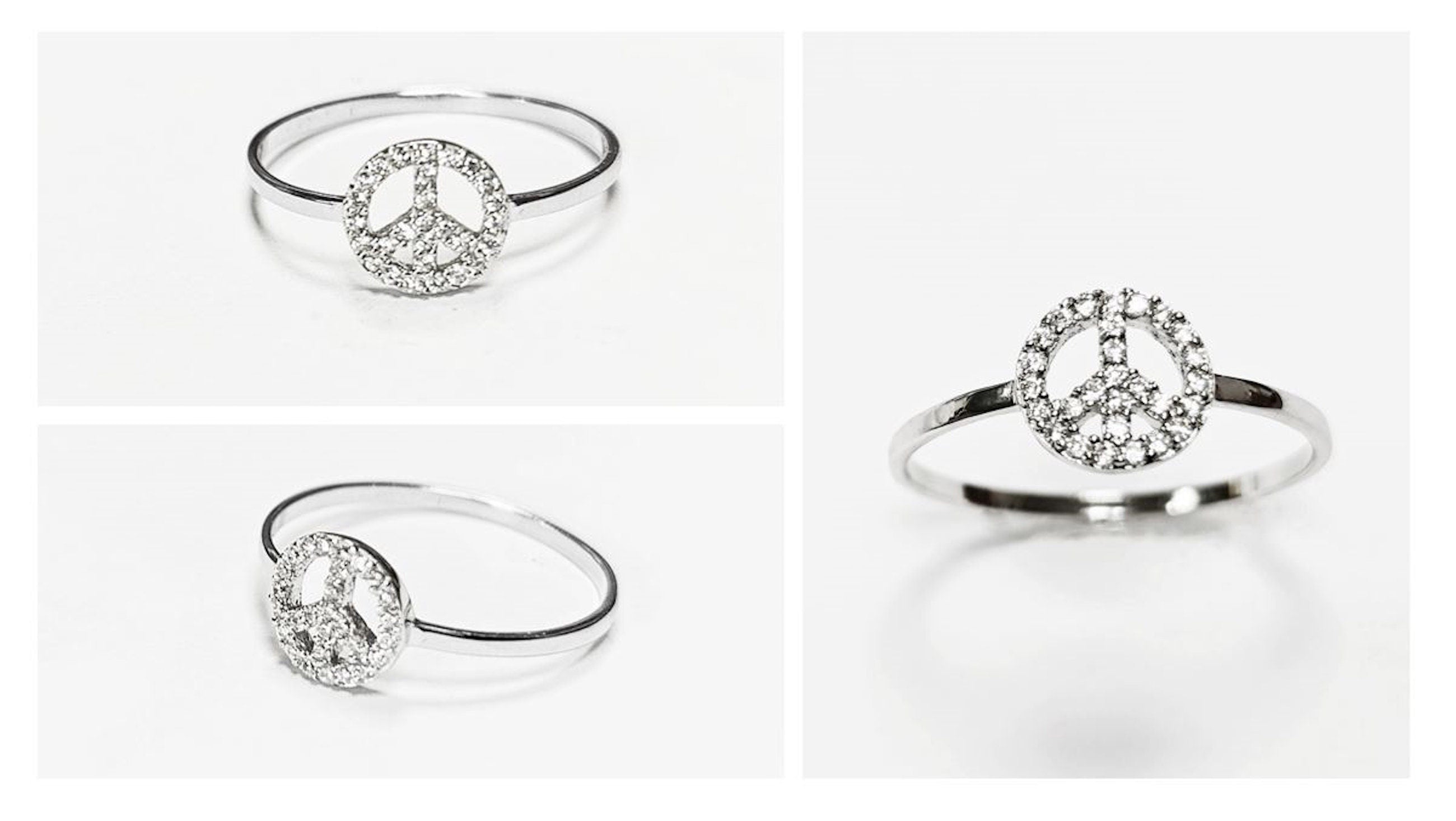 Peace and Love Ring Solid 925 Silver Bohemian Fine Zirconia Ring