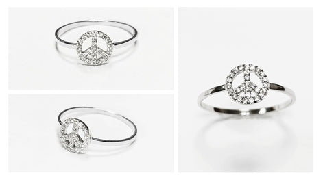 Peace and Love Ring Solid 925 Silver Bohemian Fine Zirconia Ring