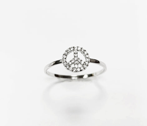 Peace and Love Ring Solid 925 Silver Hippie Jewelry