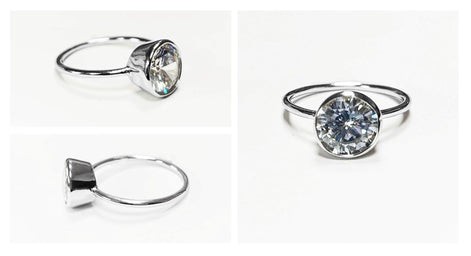 Big Solitaire Ring, Sterling Silver, 9mm 5ct Lab Diamonds Stone(CZ), Stacking ring, High Setting, Valentine's Day idea, woman gift