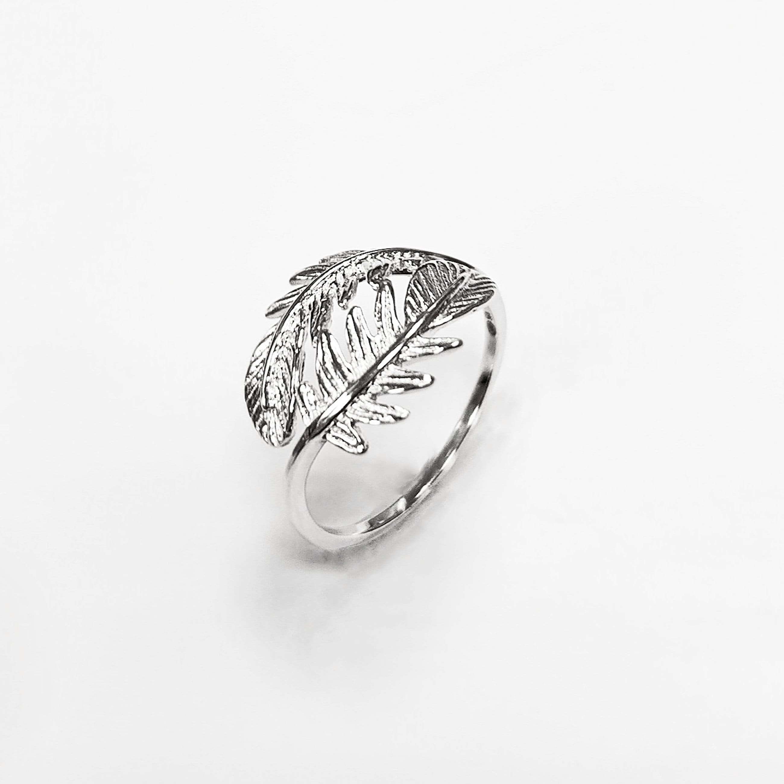 Feather Ring, Sterling Silver 925, Native inspired Double Feathers Jewelry, Dainty Bird Ring, Wanderlust Band Ring, Liberty Nature Jewelry