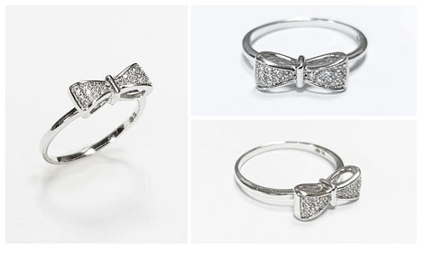 Diamond Bow Knot Ring • Sterling silver • Sparkling Ribbon Node Band • Minimalist Jewelry