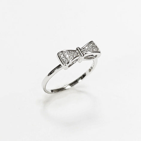Diamond Bow Knot Ring • Sterling silver • Sparkling Ribbon Node Band • Minimalist Jewelry