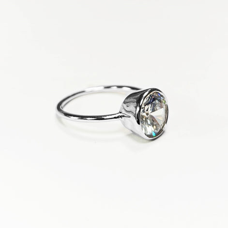 Big Solitaire Ring, Sterling Silver, 9mm 5ct Lab Diamonds Stone(CZ), Stacking ring, High Setting, Valentine's Day idea, woman gift