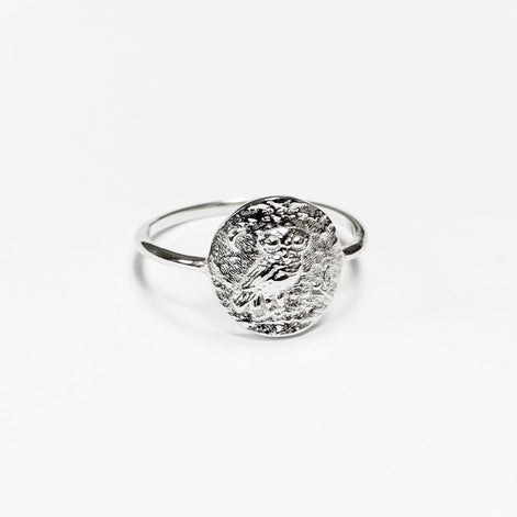 Ancient Owl Coin Ring 925 Sterling silver • Antique Nature Inspired Jewelry • Symbolic Ring for Wisdom & Knowledge • Gift for Him or Her