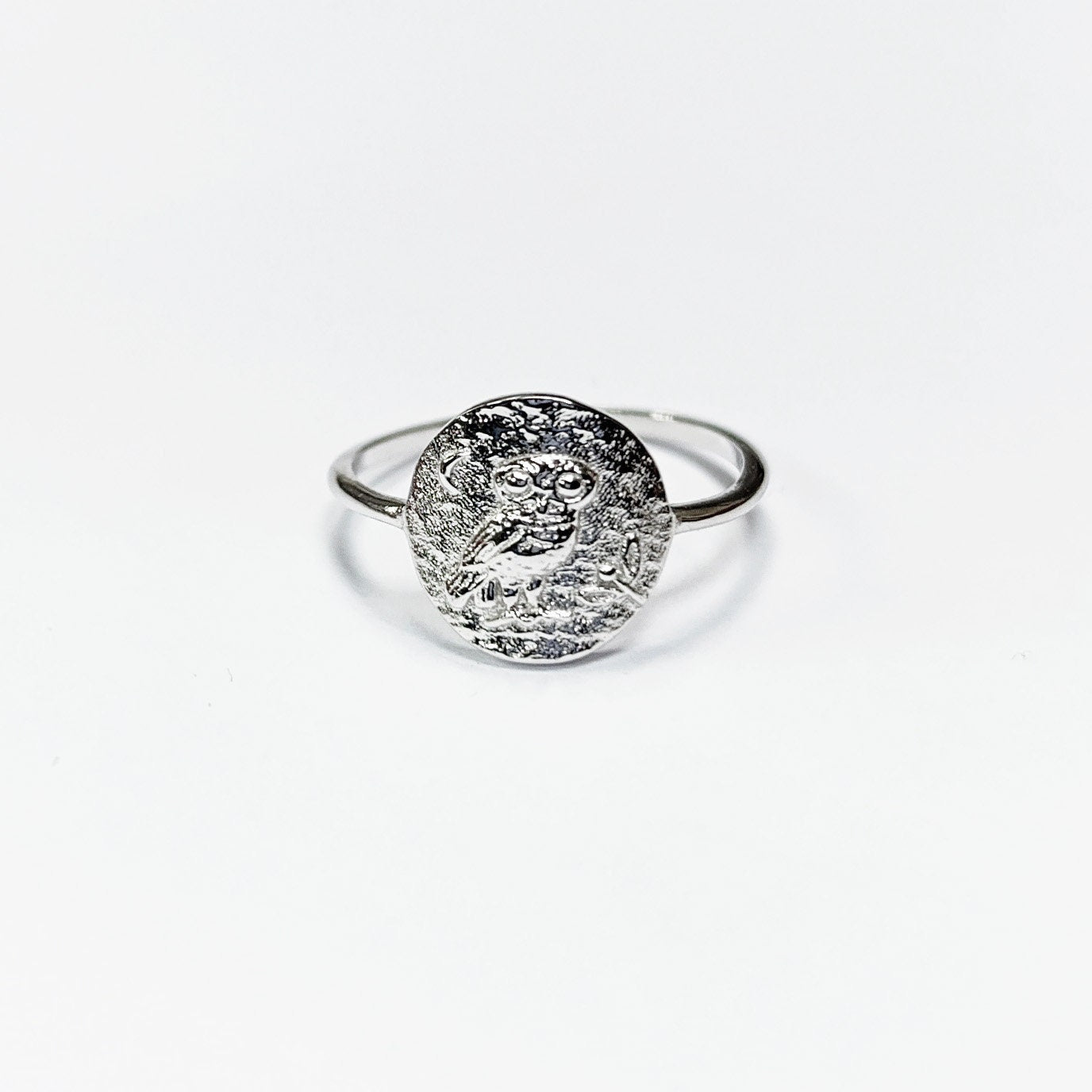Ancient Owl Coin Ring 925 Sterling silver • Antique Nature Inspired Jewelry • Symbolic Ring for Wisdom & Knowledge • Gift for Him or Her