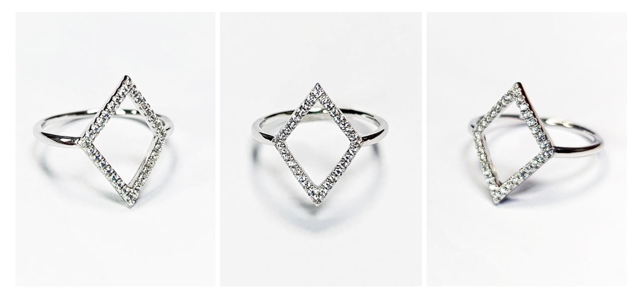 Diamond Shaped Pavé Ring • Open Setting with Pavé Cz Stone • Minimalist Everyday Wear Jewelry • Modern Elegant Style • Unique Gift for Her